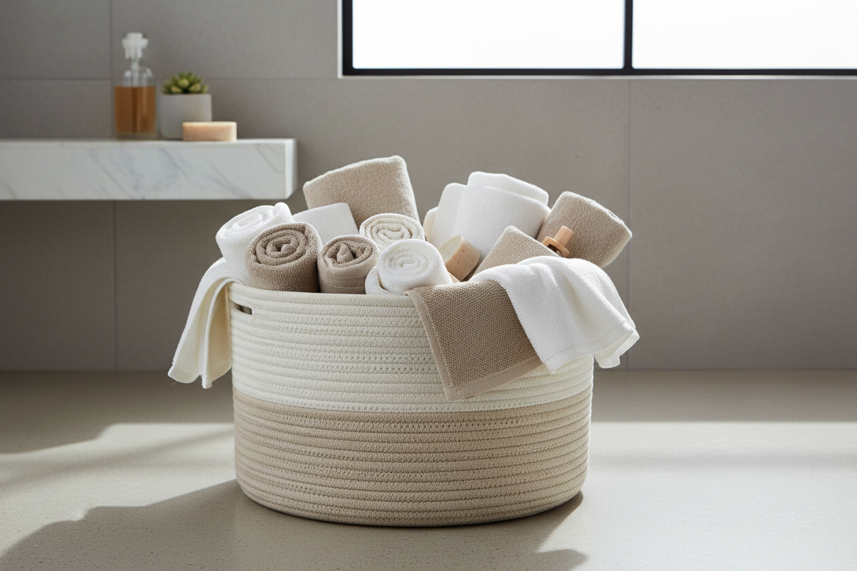Neutral Towel Storage Basket