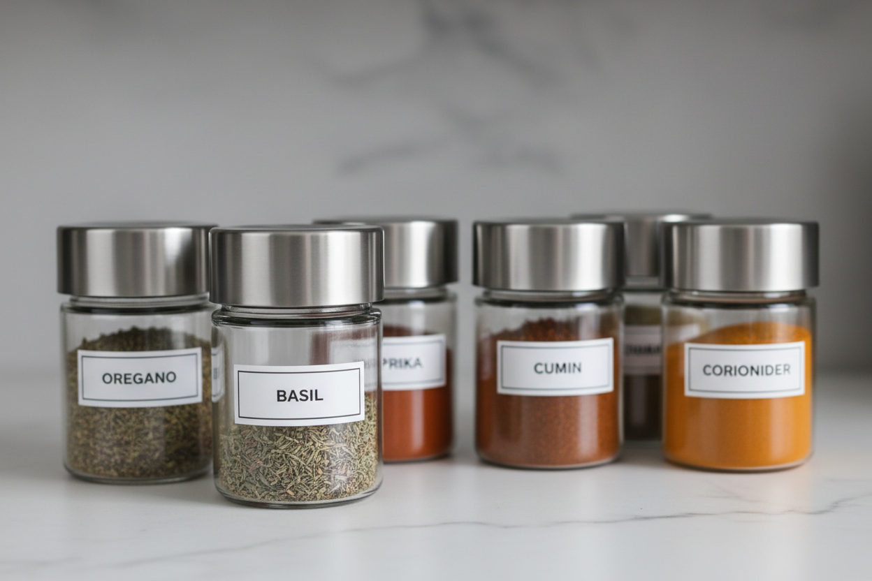Spice Jar Set with Minimalist Labels