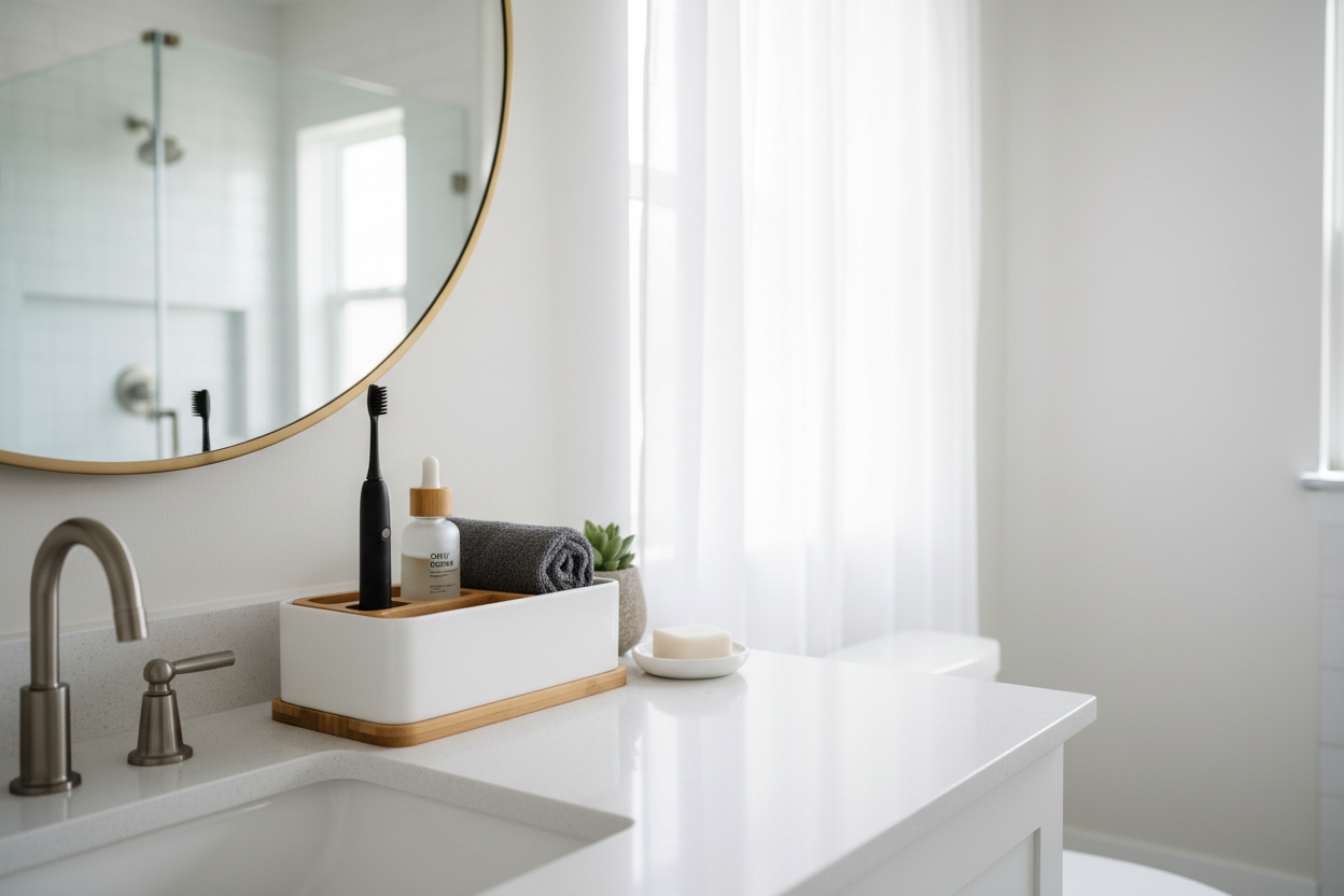 Minimal Bathroom Countertop Organizer