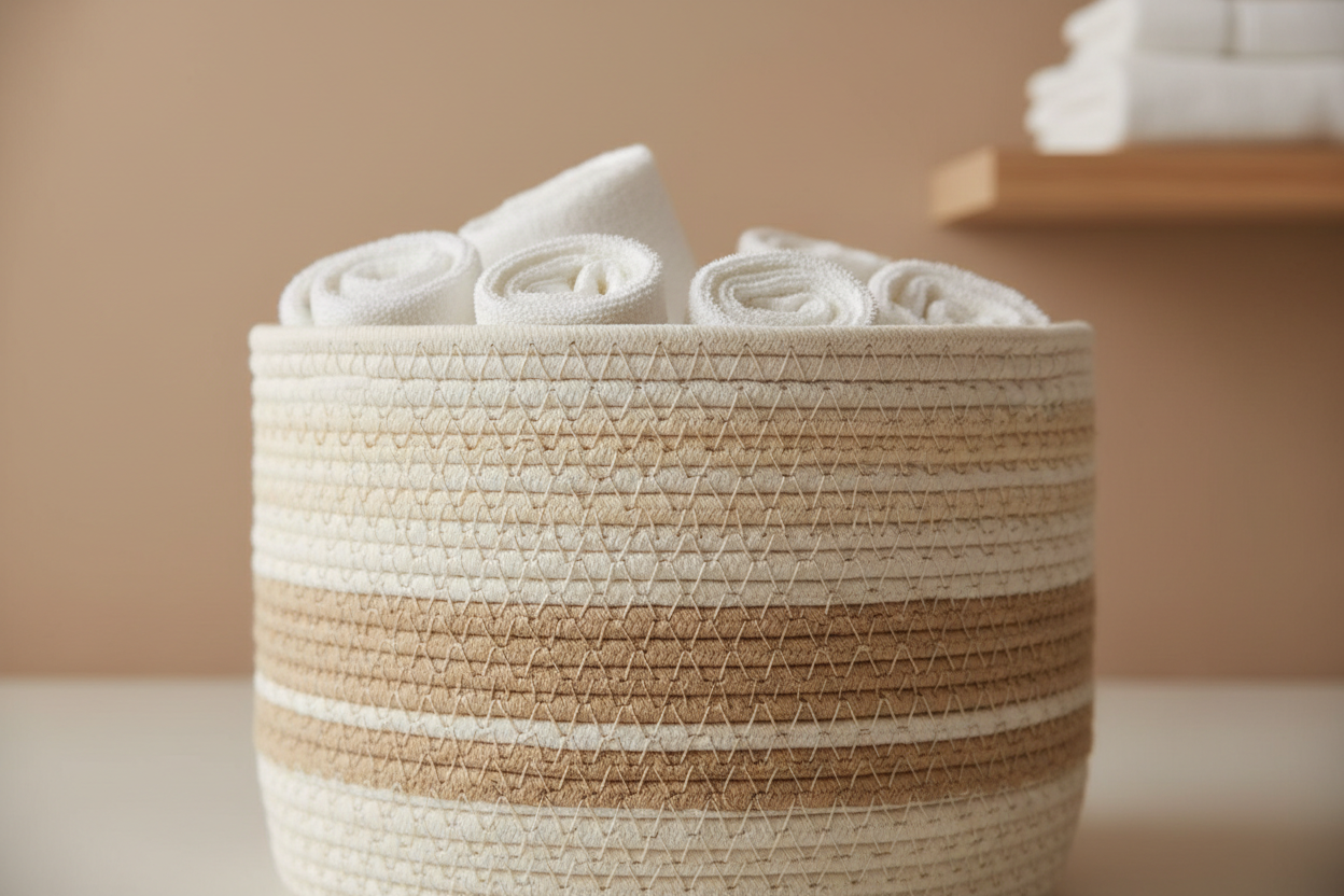 Neutral Towel Storage Basket