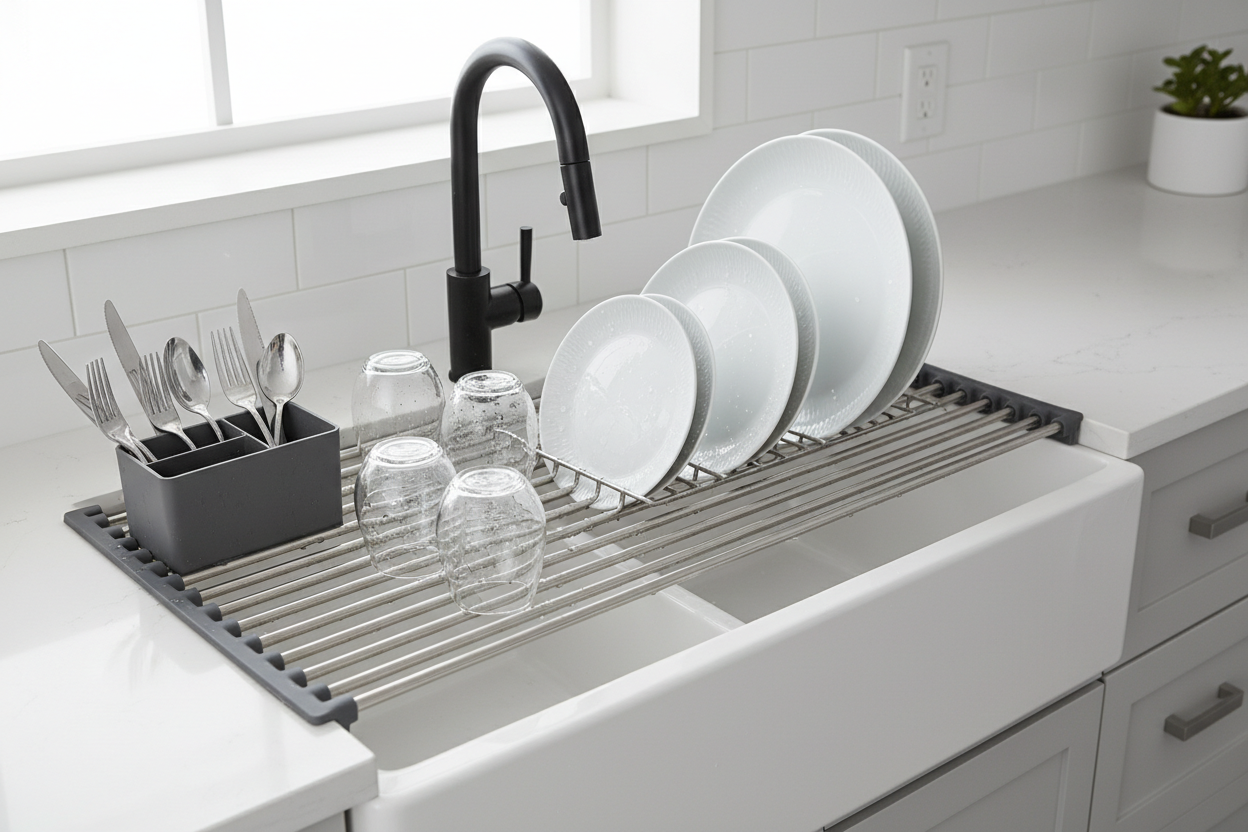 Roll-Up Sink Drying Rack