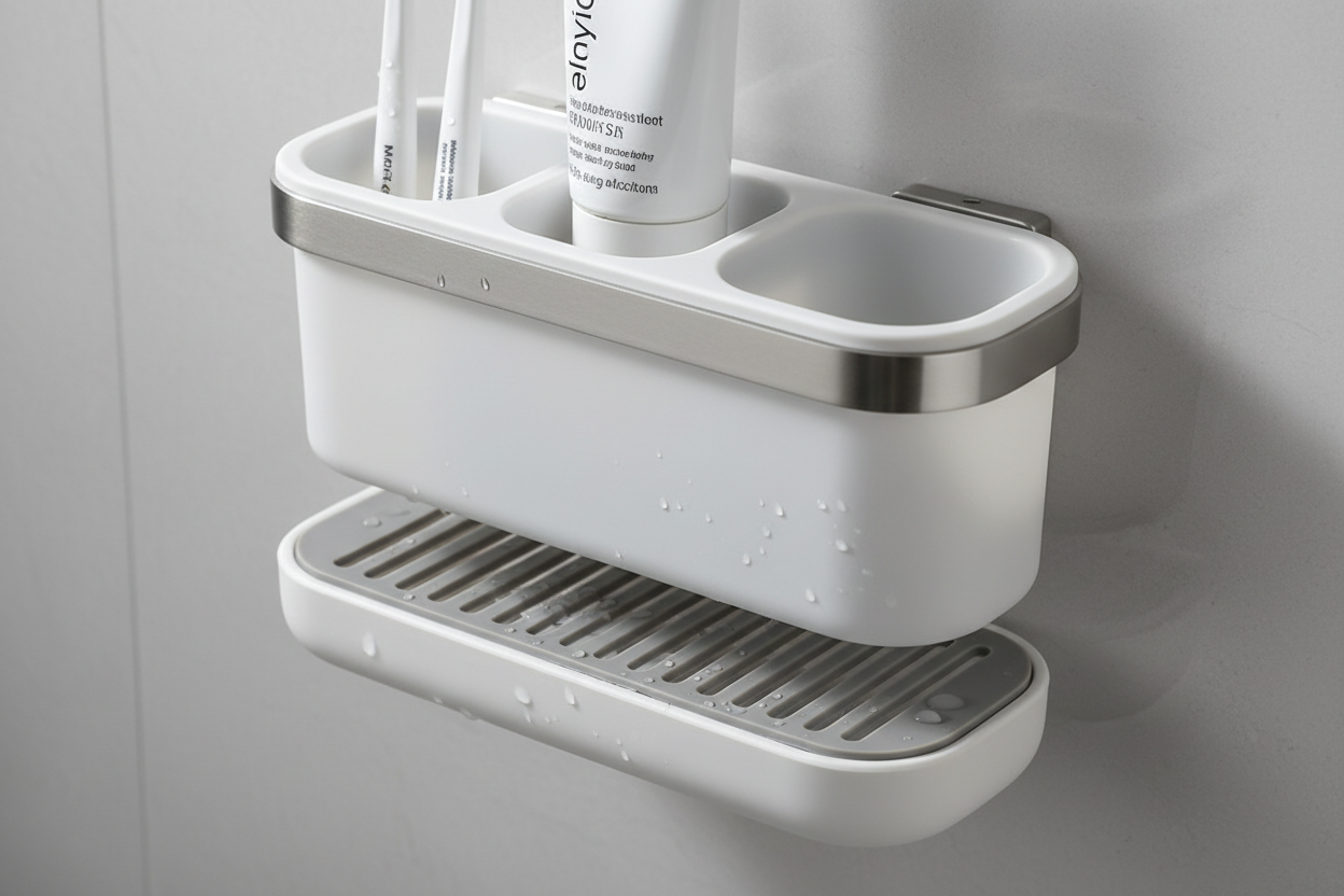 Wall-Mounted Toothbrush & Cup Holder