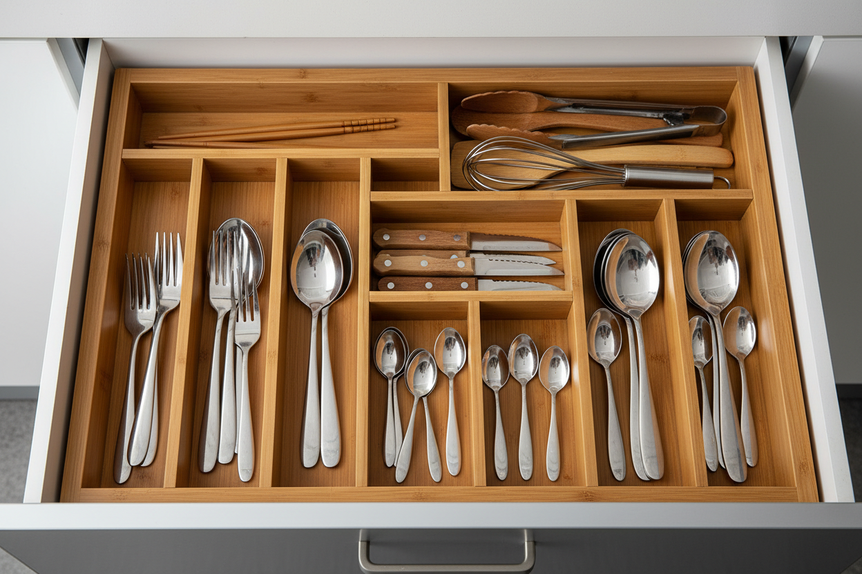 Bamboo Cutlery Drawer Organizer