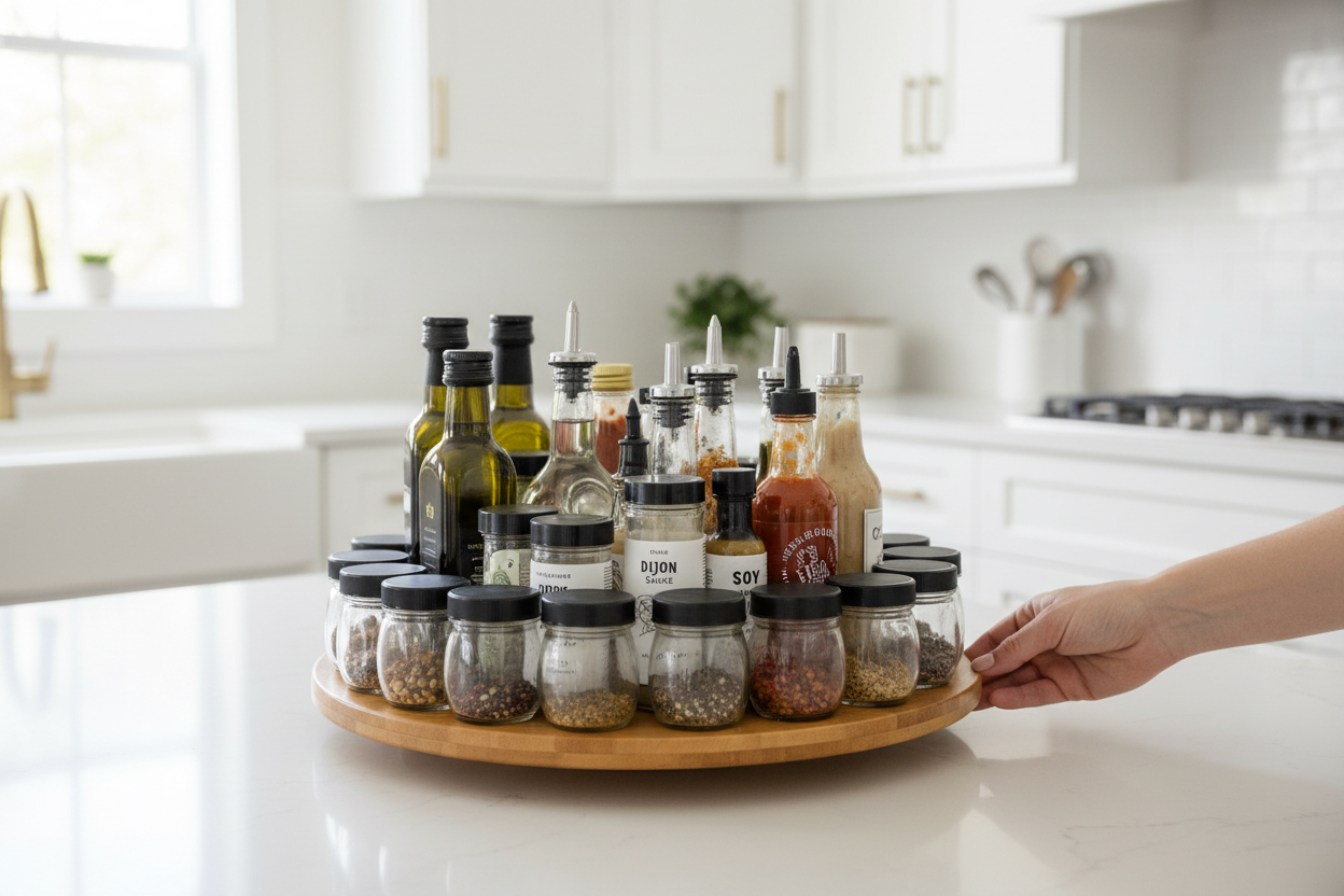 Rotating Lazy Susan Bamboo Organizer