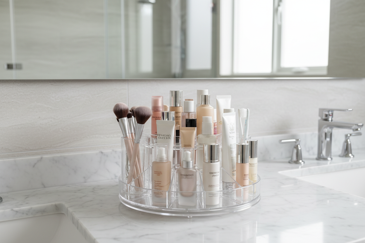 Rotating Bathroom Counter Organizer