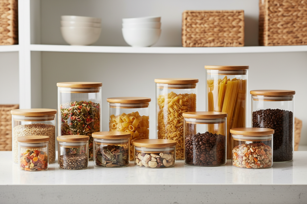 Airtight Pantry Jar Set with Bamboo Lids