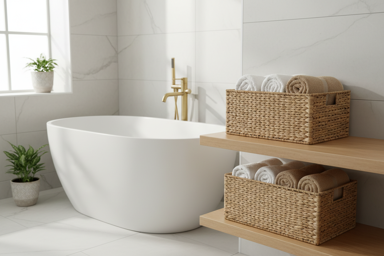 Neutral Towel Storage Basket