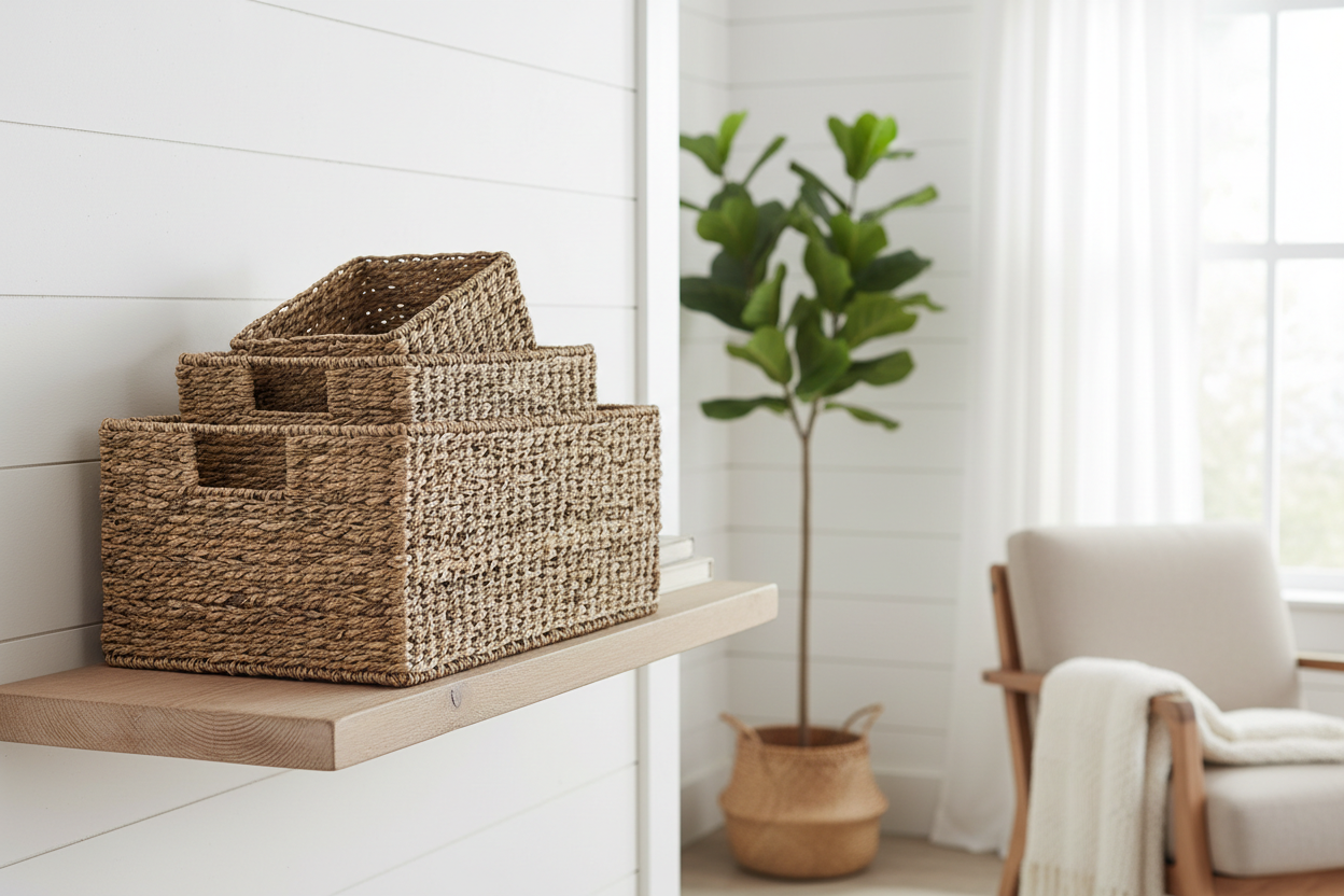 Wicker Storage Baskets (Set of 3)