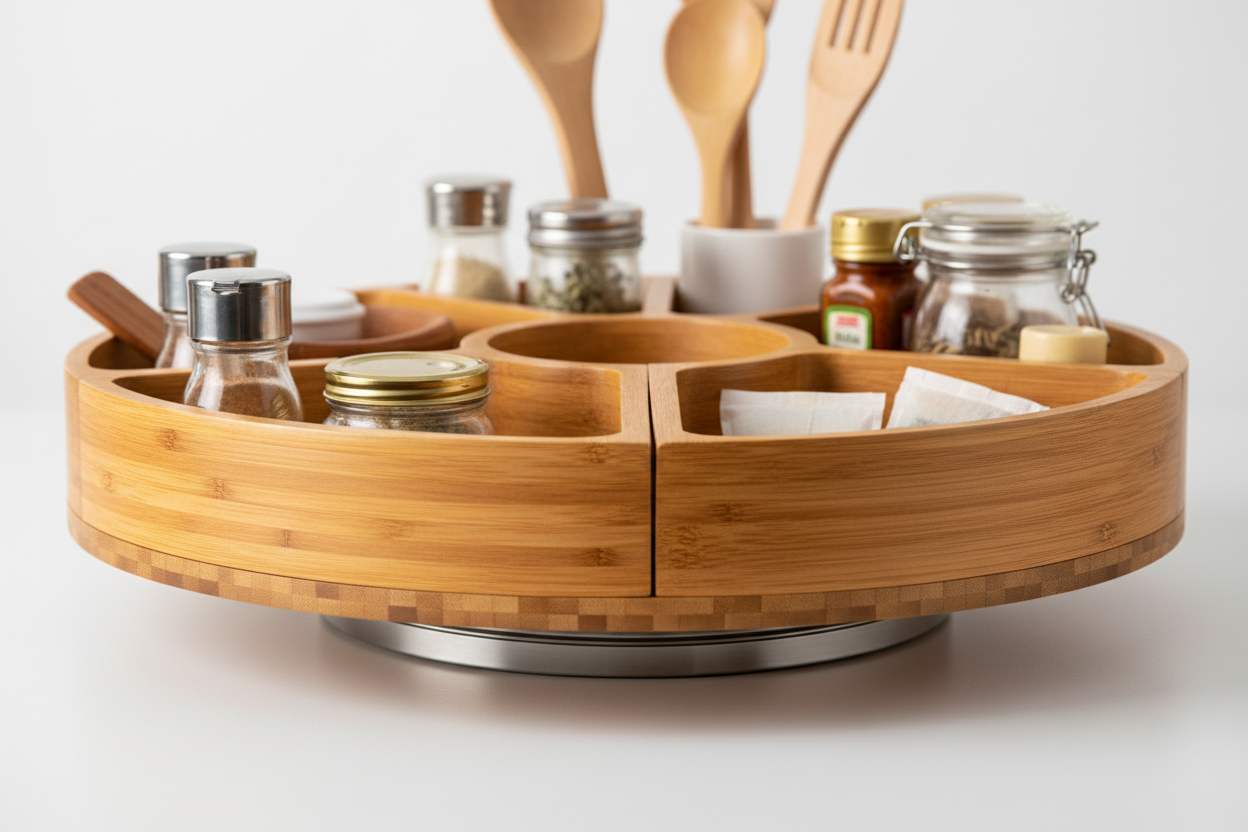 Rotating Lazy Susan Bamboo Organizer