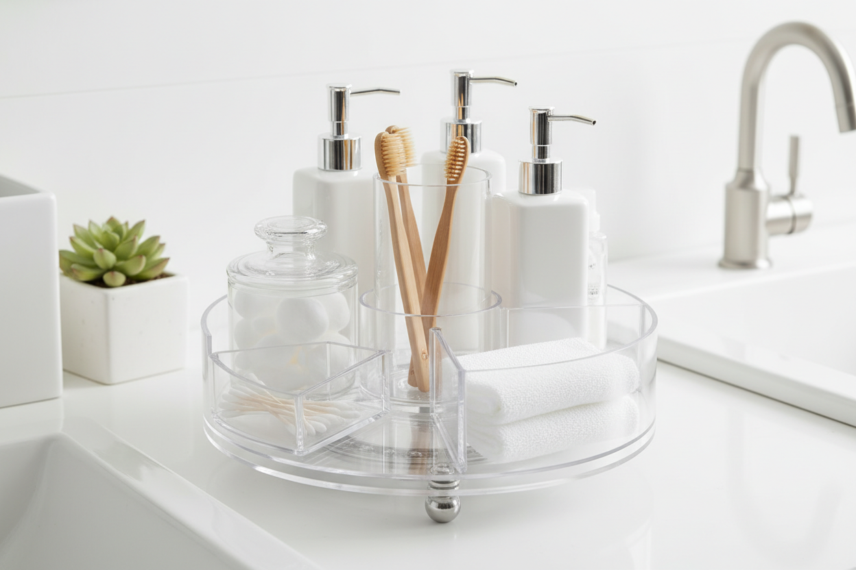 Rotating Bathroom Counter Organizer