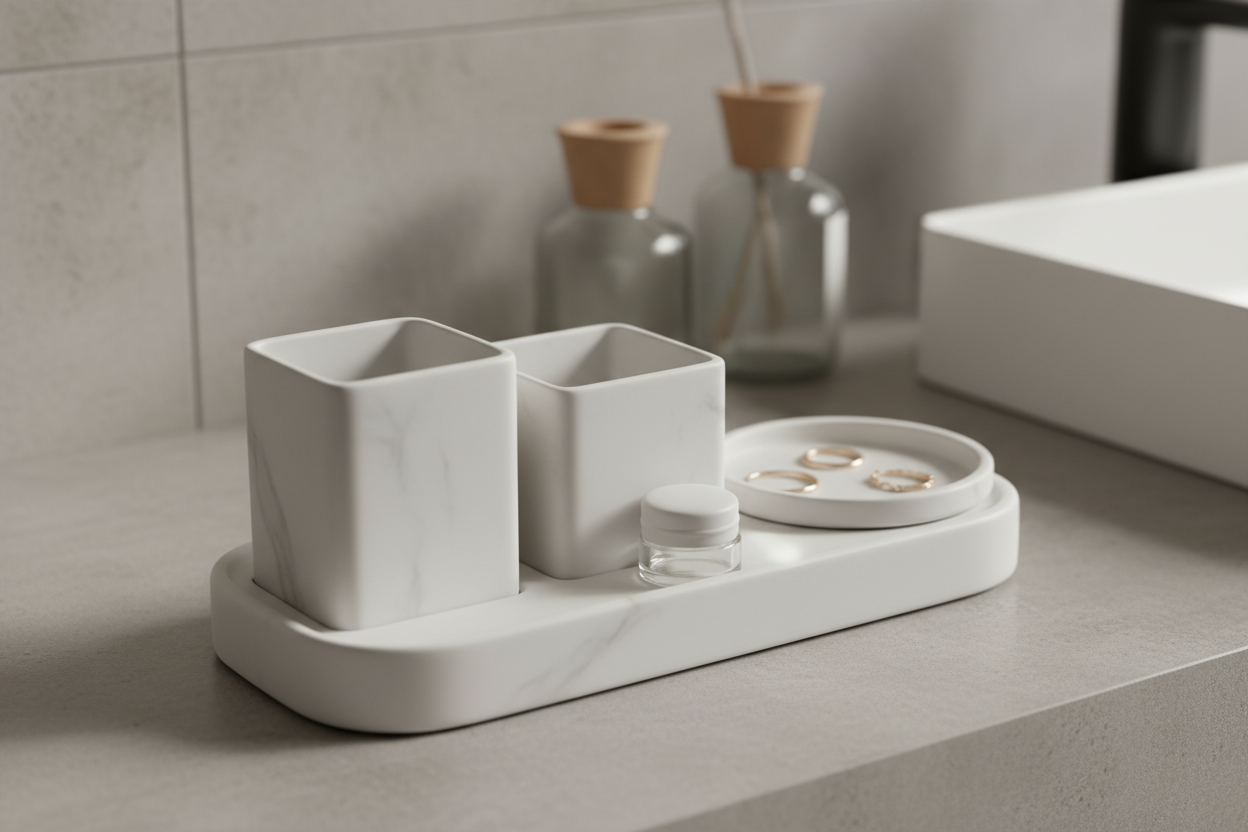 Minimal Bathroom Countertop Organizer