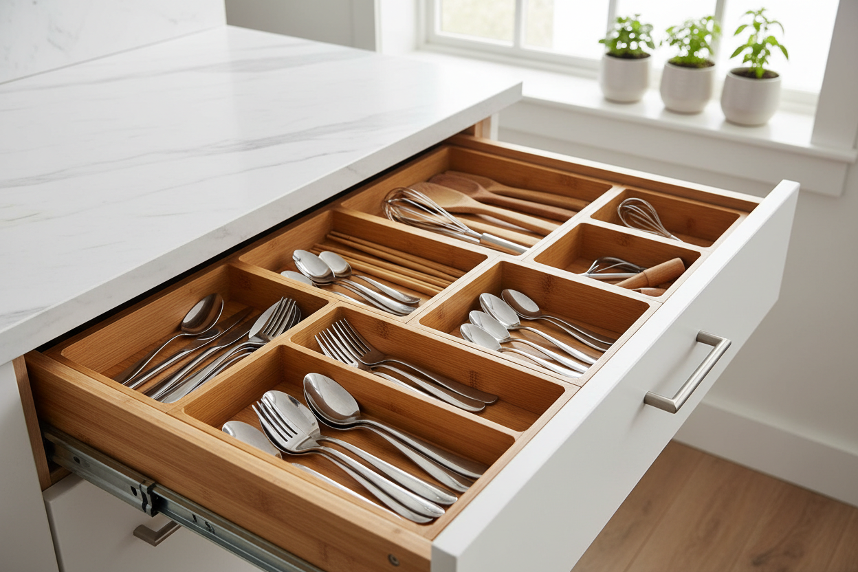 Bamboo Cutlery Drawer Organizer
