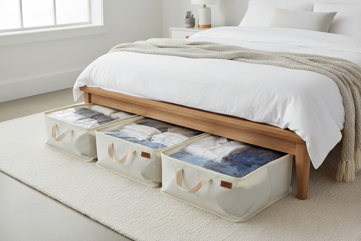 Under-Bed Storage Bags (Neutral Fabric)